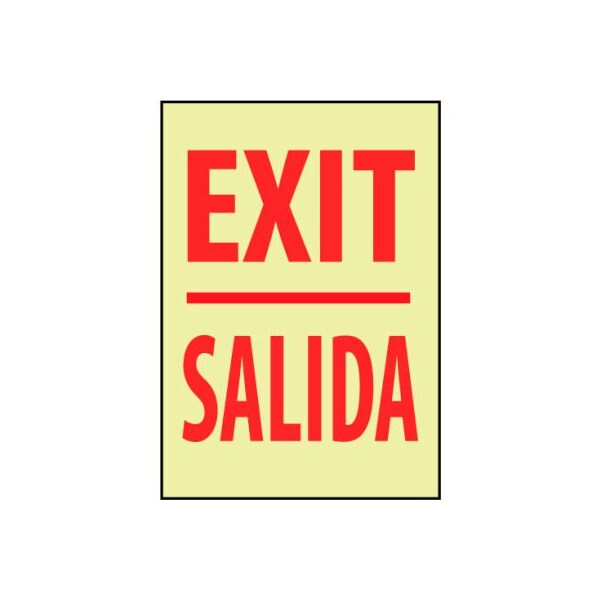 Glow Sign Rigid Plastic - Exit/Salida Bilingual